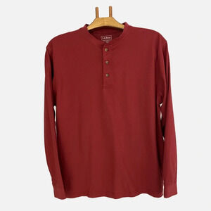 LL Bean Men’s Henley Long Sleeve T Shirt Traditional Fit Large Regular Rust